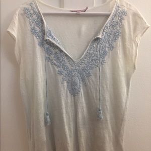 Linen Calypso shirt w beading and sequins